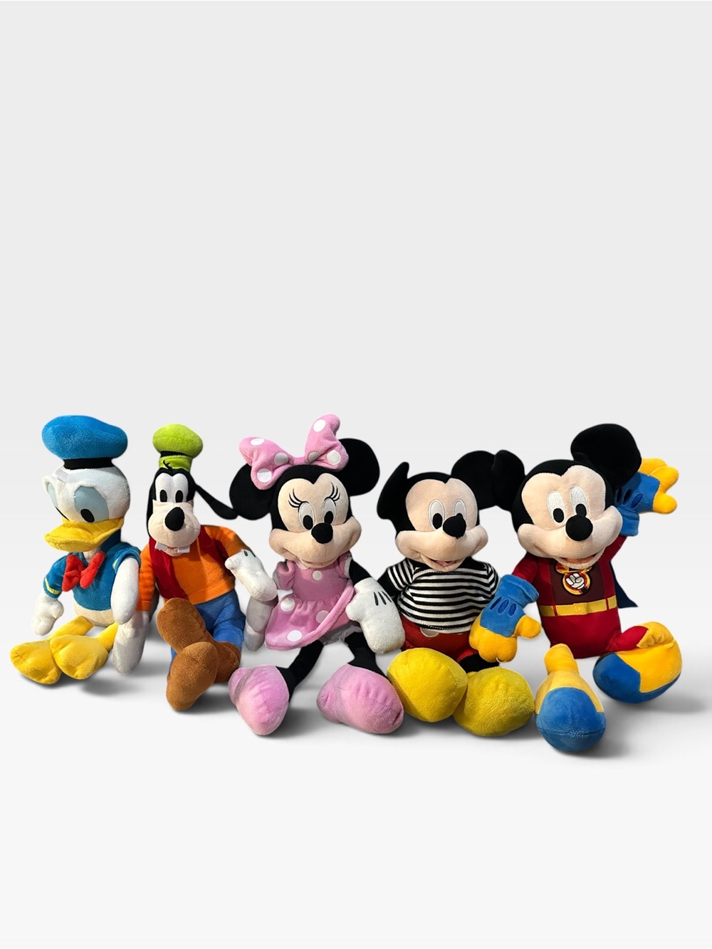 Disney Just Play Plush Lot (5) Mickey Minnie Donald Goofy & Iron Man Costume